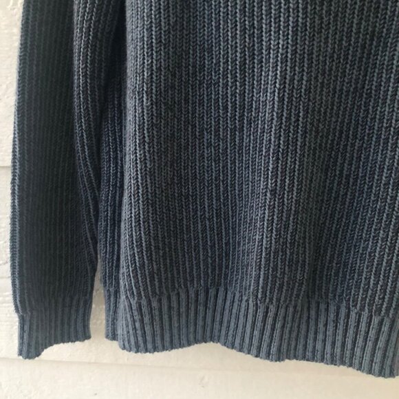 Bass Size L/G Men's Long Sleeve 1/4 Zip Heather Blue Sweater - Picture 3 of 14